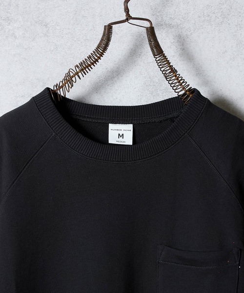 NUMBER (N)INE（ナンバーナイン）の「HAND PAINTED FIRM COTTON RAGLAN SHORT SLEEVE POCKET SWEATSHIRT / ハンドペイント ファーム コットン ラグラン ショートスリーブ ポケット クルーネック スウェット（スウェット・メンズ・グレー系その他2/ブラック/ブラック系2/グレー・M/L/XL）」の6枚目の写真