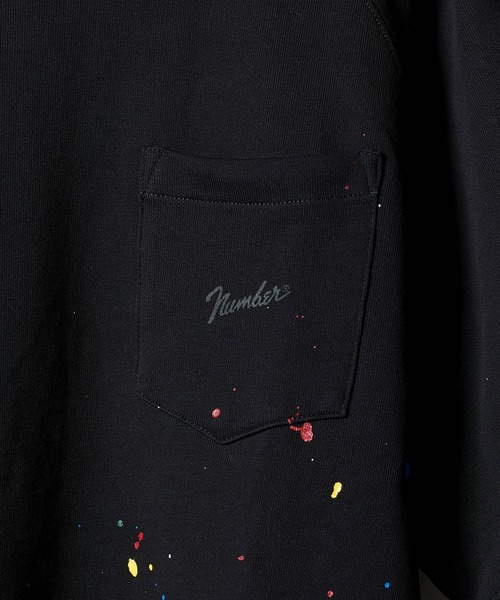 NUMBER (N)INE（ナンバーナイン）の「HAND PAINTED FIRM COTTON RAGLAN SHORT SLEEVE POCKET SWEATSHIRT / ハンドペイント ファーム コットン ラグラン ショートスリーブ ポケット クルーネック スウェット（スウェット・メンズ・グレー系その他2/ブラック/ブラック系2/グレー・M/L/XL）」の7枚目の写真