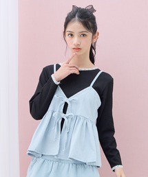 cross marche（クロスマルシェ）の「デニムフリルリボンビスチェ（その他トップス）」