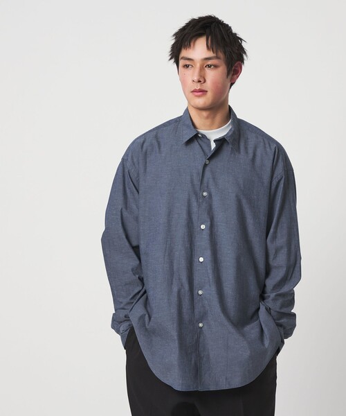 CITEN(シテン)の「<CITEN>コットンリネンオーバーシャツ(シャツ/ブラウス・メンズ・コバルトブルー/ブラック/ナチュラル・L/M)」の8枚目の写真