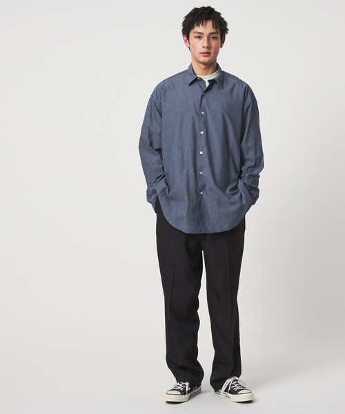 CITEN(シテン)の「<CITEN>コットンリネンオーバーシャツ(シャツ/ブラウス・メンズ・コバルトブルー/ブラック/ナチュラル・L/M)」の9枚目の写真