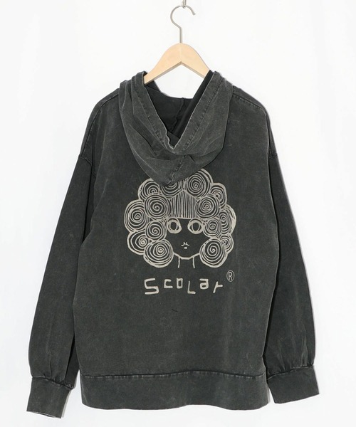 ScoLar（スカラー）の「ScoLar(スカラー) スカラーちゃん柄ヴィンテージ風パーカー（パーカー・レディース・ブルー/ブラック・MEDIUM）」の12枚目の写真