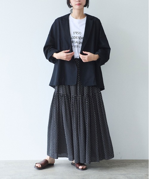 yuni(ユニ )の「sheer summer Wool-Polyester Voil tailored ジャケット(テーラードジャケット・レディース・ブラック/グリーン・FREE)」の3枚目の写真