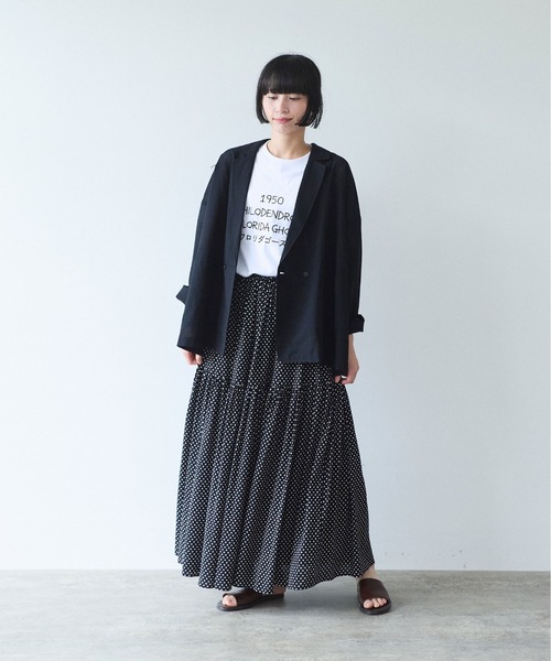 yuni(ユニ )の「sheer summer Wool-Polyester Voil tailored ジャケット(テーラードジャケット・レディース・ブラック/グリーン・FREE)」の4枚目の写真