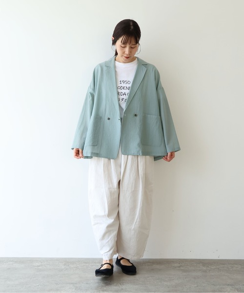 yuni(ユニ )の「sheer summer Wool-Polyester Voil tailored ジャケット(テーラードジャケット・レディース・ブラック/グリーン・FREE)」の21枚目の写真