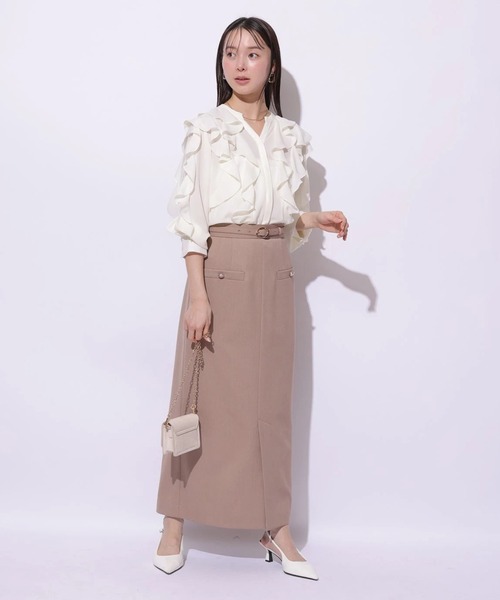 Mystrada(マイストラーダ)の「ベルト付きタイトスカート(スカート・レディース・ライトグレー/キャメル/ホワイト・38/36/34)」の3枚目の写真