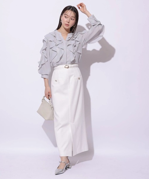 Mystrada(マイストラーダ)の「ベルト付きタイトスカート(スカート・レディース・ライトグレー/キャメル/ホワイト・38/36/34)」の2枚目の写真