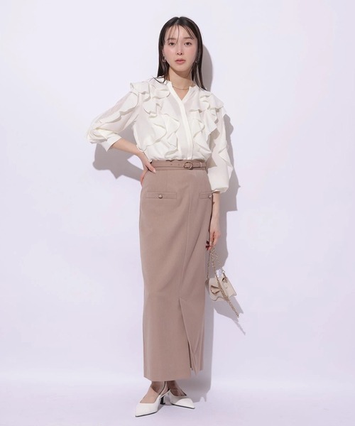 Mystrada(マイストラーダ)の「ベルト付きタイトスカート(スカート・レディース・ライトグレー/キャメル/ホワイト・38/36/34)」の4枚目の写真