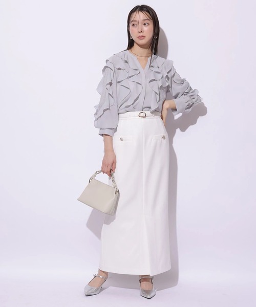 Mystrada(マイストラーダ)の「ベルト付きタイトスカート(スカート・レディース・ライトグレー/キャメル/ホワイト・38/36/34)」の8枚目の写真