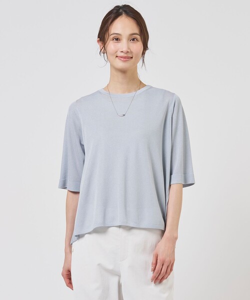 J.PRESS Ladies(J.プレス レディス)の「Vis/Pe スパーク バックプリーツ ニット(ニット/セーター・レディース・ネイビー系/スカイブルー系・SMALL)」の1枚目の写真