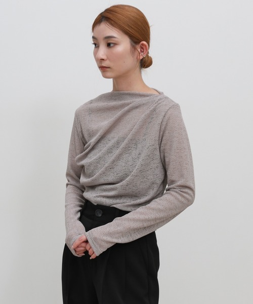 select MOCA(セレクトモカ)の「スラブシアードレープトップス(Tシャツ/カットソー・レディース・ホワイト/アッシュグレー/ブラック・FREE)」の5枚目の写真