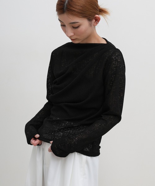 select MOCA(セレクトモカ)の「スラブシアードレープトップス(Tシャツ/カットソー・レディース・ホワイト/アッシュグレー/ブラック・FREE)」の11枚目の写真