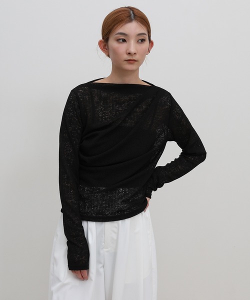 select MOCA(セレクトモカ)の「スラブシアードレープトップス(Tシャツ/カットソー・レディース・ホワイト/アッシュグレー/ブラック・FREE)」の12枚目の写真