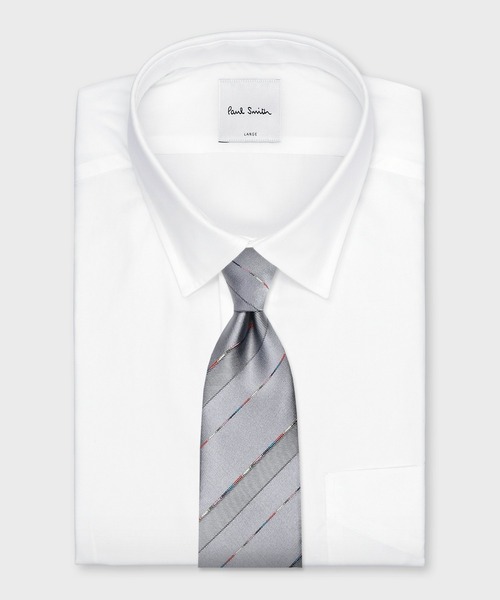 Paul Smith（ポールスミス）の「マルチストライプコード レジメンタルタイ【160006 552MJ】（ネクタイ・メンズ・ワインレッド/ライトグレー/ネイビー/ブルーグリーン・FREE）」の6枚目の写真