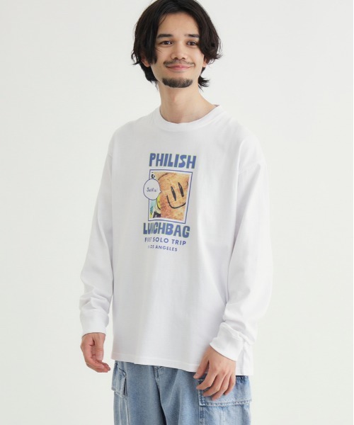 Right-on(ライトオン)の「Other(ソノタ)グラフィックプリントロングスリーブTシャツ(Tシャツ/カットソー・メンズ・ホワイト/サックスブルー/ダークグレー・S/M/L/XL)」の22枚目の写真