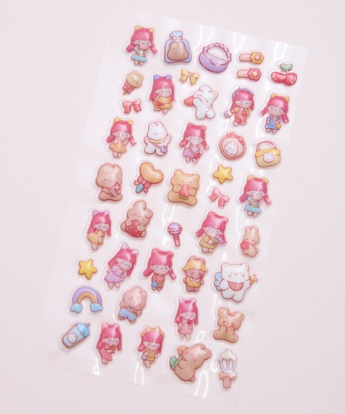 SZT：ぷくぷく3D デコステッカー スイートガール ぷっくりシール