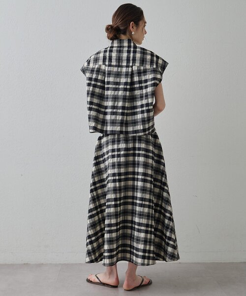 Drawing Numbers（ドローイング ナンバーズ）の「【Drawing Numbers】チェックジャガードフレンチシャツ（シャツ/ブラウス・レディース・ホワイト/ブラウン・38）」の7枚目の写真