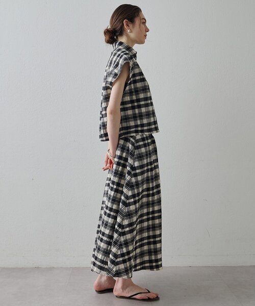 Drawing Numbers（ドローイング ナンバーズ）の「【Drawing Numbers】チェックジャガードフレンチシャツ（シャツ/ブラウス・レディース・ホワイト/ブラウン・38）」の9枚目の写真