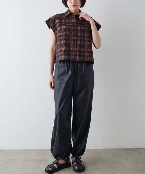 Drawing Numbers（ドローイング ナンバーズ）の「【Drawing Numbers】チェックジャガードフレンチシャツ（シャツ/ブラウス・レディース・ホワイト/ブラウン・38）」の14枚目の写真