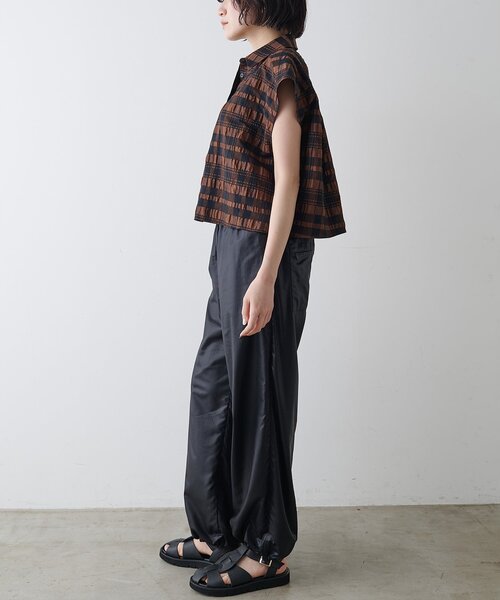 Drawing Numbers（ドローイング ナンバーズ）の「【Drawing Numbers】チェックジャガードフレンチシャツ（シャツ/ブラウス・レディース・ホワイト/ブラウン・38）」の15枚目の写真