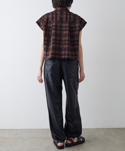 Drawing Numbers（ドローイング ナンバーズ）の「【Drawing Numbers】チェックジャガードフレンチシャツ（シャツ/ブラウス・レディース・ホワイト/ブラウン・38）」の18枚目の写真