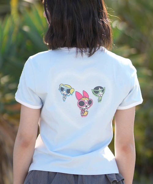 PUMA(プーマ)の「PUMA/プーマ レディース パワーパフガールズ コラボ Tシャツ PPG SS RINGER TEE W 637865(Tシャツ/カットソー・レディース・ブラック/グレイッシュブルー・L/M)」の1枚目の写真