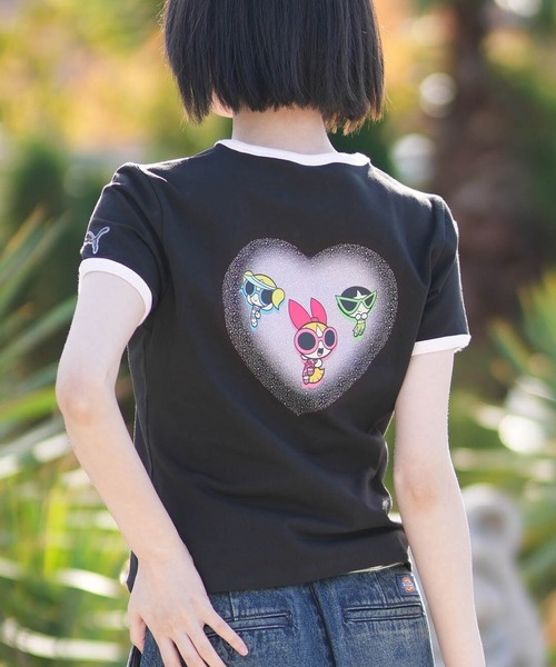 PUMA(プーマ)の「PUMA/プーマ レディース パワーパフガールズ コラボ Tシャツ PPG SS RINGER TEE W 637865(Tシャツ/カットソー・レディース・ブラック/グレイッシュブルー・L/M)」の2枚目の写真