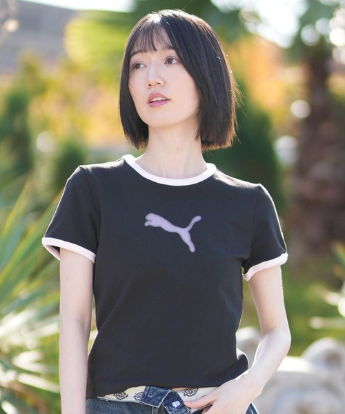 PUMA(プーマ)の「PUMA/プーマ レディース パワーパフガールズ コラボ Tシャツ PPG SS RINGER TEE W 637865(Tシャツ/カットソー・レディース・ブラック/グレイッシュブルー・L/M)」の5枚目の写真