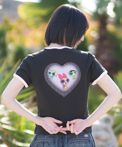 PUMA(プーマ)の「PUMA/プーマ レディース パワーパフガールズ コラボ Tシャツ PPG SS RINGER TEE W 637865(Tシャツ/カットソー・レディース・ブラック/グレイッシュブルー・L/M)」の6枚目の写真