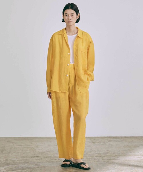 nicholson&nicholson（ニコルソンアンドニコルソン）の「nicholson & nicholson | シアー ロングスリーブシャツ WOMEN（シャツ/ブラウス・レディース・イエロー/オフホワイト・38）」の10枚目の写真