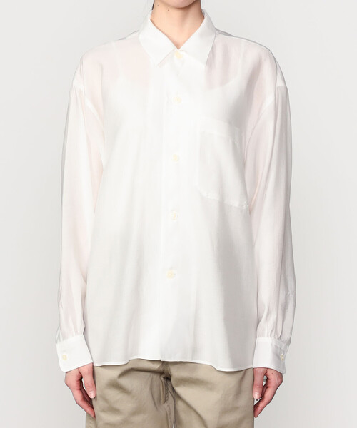 nicholson&nicholson（ニコルソンアンドニコルソン）の「nicholson & nicholson | シアー ロングスリーブシャツ WOMEN（シャツ/ブラウス・レディース・イエロー/オフホワイト・38）」の6枚目の写真