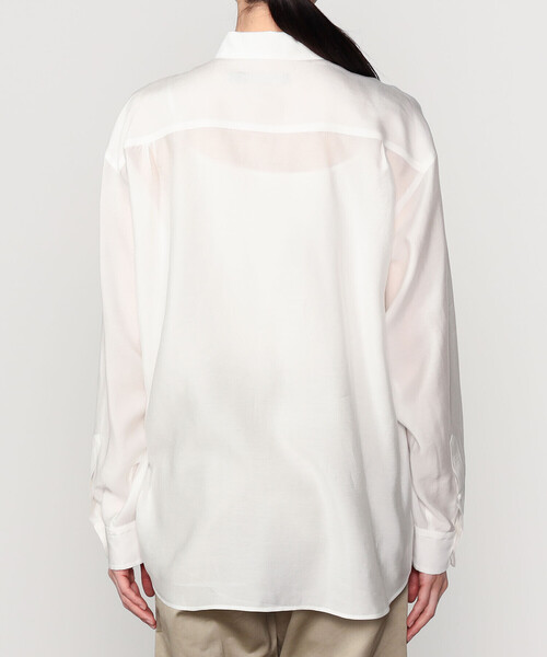 nicholson&nicholson（ニコルソンアンドニコルソン）の「nicholson & nicholson | シアー ロングスリーブシャツ WOMEN（シャツ/ブラウス・レディース・イエロー/オフホワイト・38）」の8枚目の写真