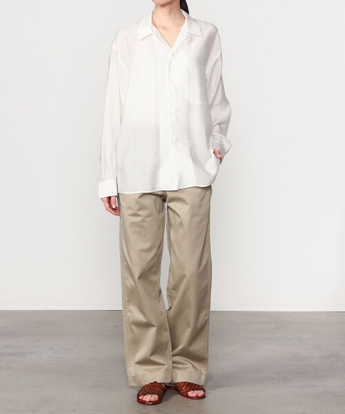 nicholson&nicholson（ニコルソンアンドニコルソン）の「nicholson & nicholson | シアー ロングスリーブシャツ WOMEN（シャツ/ブラウス・レディース・イエロー/オフホワイト・38）」の9枚目の写真