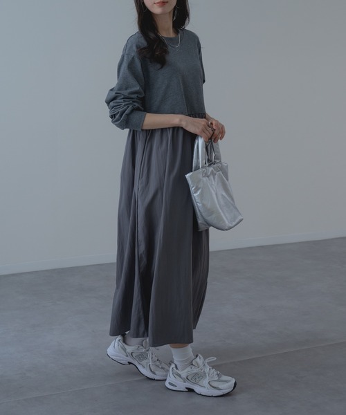 refinedworks（リファインドワークス）の「【refinedworks】異素材 切替 ワンピース！（ワンピース・レディース・ブラック/チャコールグレー・FREE）」の16枚目の写真