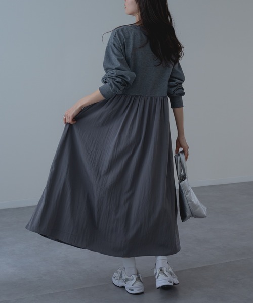 refinedworks（リファインドワークス）の「【refinedworks】異素材 切替 ワンピース！（ワンピース・レディース・ブラック/チャコールグレー・FREE）」の17枚目の写真