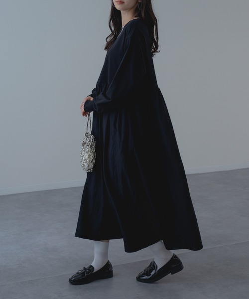 refinedworks（リファインドワークス）の「【refinedworks】異素材 切替 ワンピース！（ワンピース・レディース・ブラック/チャコールグレー・FREE）」の13枚目の写真