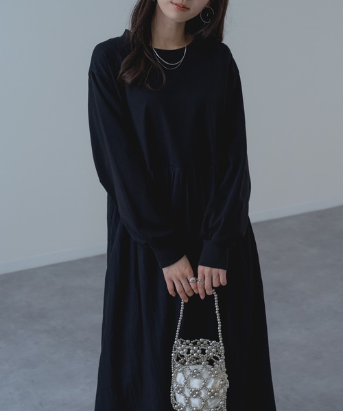 refinedworks（リファインドワークス）の「【refinedworks】異素材 切替 ワンピース！（ワンピース・レディース・ブラック/チャコールグレー・FREE）」の10枚目の写真