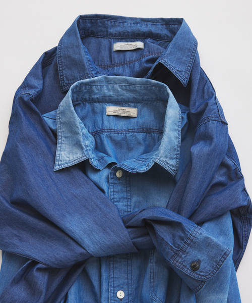 JOURNAL STANDARD relume（ジャーナルスタンダード　レリューム）の「シャンブレー アンカット フリンジ シャツ（シャツ/ブラウス・メンズ・ネイビー/ブルー系その他・MEDIUM/LARGE）」の12枚目の写真