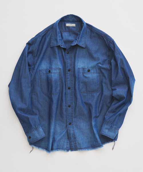 JOURNAL STANDARD relume（ジャーナルスタンダード　レリューム）の「シャンブレー アンカット フリンジ シャツ（シャツ/ブラウス・メンズ・ネイビー/ブルー系その他・MEDIUM/LARGE）」の11枚目の写真