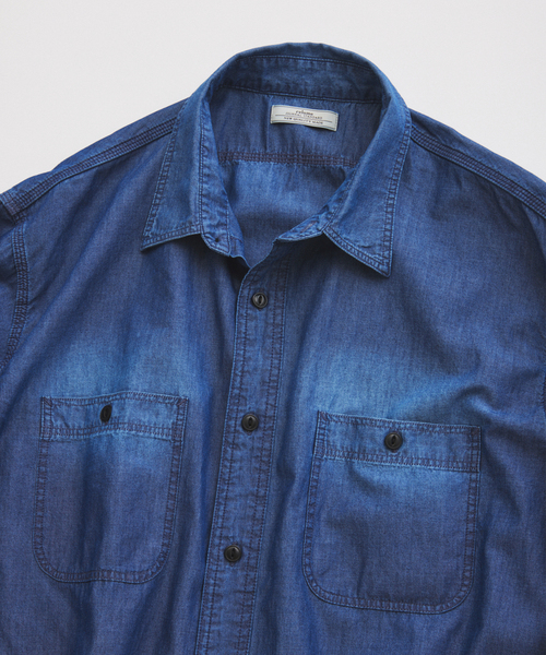 JOURNAL STANDARD relume（ジャーナルスタンダード　レリューム）の「シャンブレー アンカット フリンジ シャツ（シャツ/ブラウス・メンズ・ネイビー/ブルー系その他・MEDIUM/LARGE）」の10枚目の写真