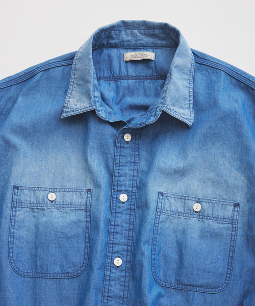 JOURNAL STANDARD relume（ジャーナルスタンダード　レリューム）の「シャンブレー アンカット フリンジ シャツ（シャツ/ブラウス・メンズ・ネイビー/ブルー系その他・MEDIUM/LARGE）」の7枚目の写真