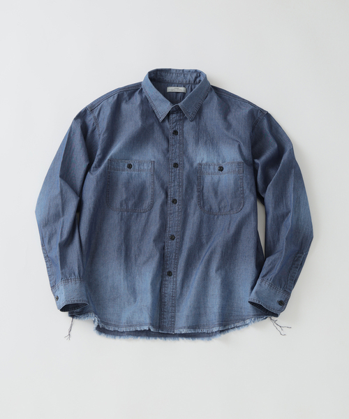 JOURNAL STANDARD relume（ジャーナルスタンダード　レリューム）の「シャンブレー アンカット フリンジ シャツ（シャツ/ブラウス・メンズ・ネイビー/ブルー系その他・MEDIUM/LARGE）」の5枚目の写真