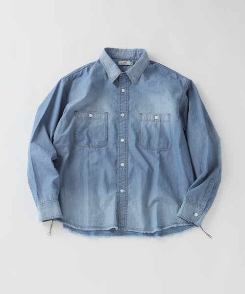 JOURNAL STANDARD relume（ジャーナルスタンダード　レリューム）の「シャンブレー アンカット フリンジ シャツ（シャツ/ブラウス・メンズ・ネイビー/ブルー系その他・MEDIUM/LARGE）」の4枚目の写真