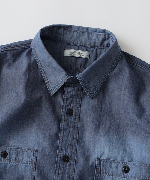 JOURNAL STANDARD relume（ジャーナルスタンダード　レリューム）の「シャンブレー アンカット フリンジ シャツ（シャツ/ブラウス・メンズ・ネイビー/ブルー系その他・MEDIUM/LARGE）」の3枚目の写真