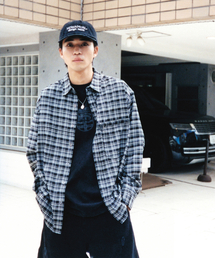 PAINTED PLAID SHIRT - NAVY