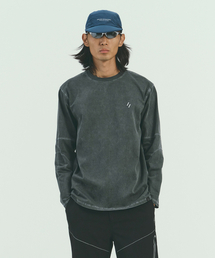 WELTER EXPERIMENT（ウェルターエクスペリメント）の「OVERDYED TRAIL STITCH LONG SLEEVES T-SHIRT_CHARCOAL（Tシャツ/カットソー）」