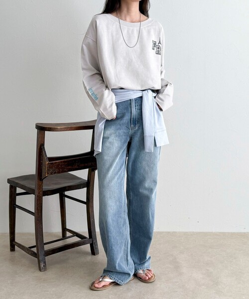 fredy emue(フレディエミュ)の「ヴィンテージ加工裏毛オフショルプルオーバー(Tシャツ/カットソー・レディース・ライトグレー/イエロー/チャコールグレー・38)」の21枚目の写真