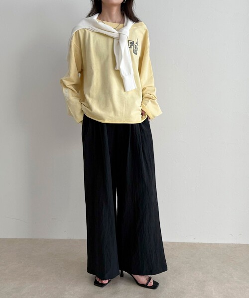 fredy emue(フレディエミュ)の「ヴィンテージ加工裏毛オフショルプルオーバー(Tシャツ/カットソー・レディース・ライトグレー/イエロー/チャコールグレー・38)」の12枚目の写真