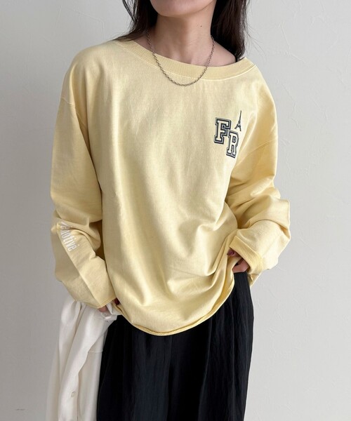 fredy emue(フレディエミュ)の「ヴィンテージ加工裏毛オフショルプルオーバー(Tシャツ/カットソー・レディース・ライトグレー/イエロー/チャコールグレー・38)」の17枚目の写真