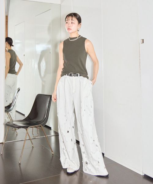 CITYSHOP(シティーショップ)の「JUNGMAVEN MARIPOSA MOCK TEE:Tシャツ(Tシャツ/カットソー・レディース・ブラック/カーキ・SMALL)」の9枚目の写真